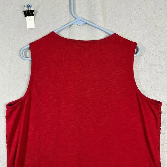 CJ Banks Womens Vest Sleeveless Lace Outer Blouse Red Pullover Plus Size 2X - Picture 9 of 14